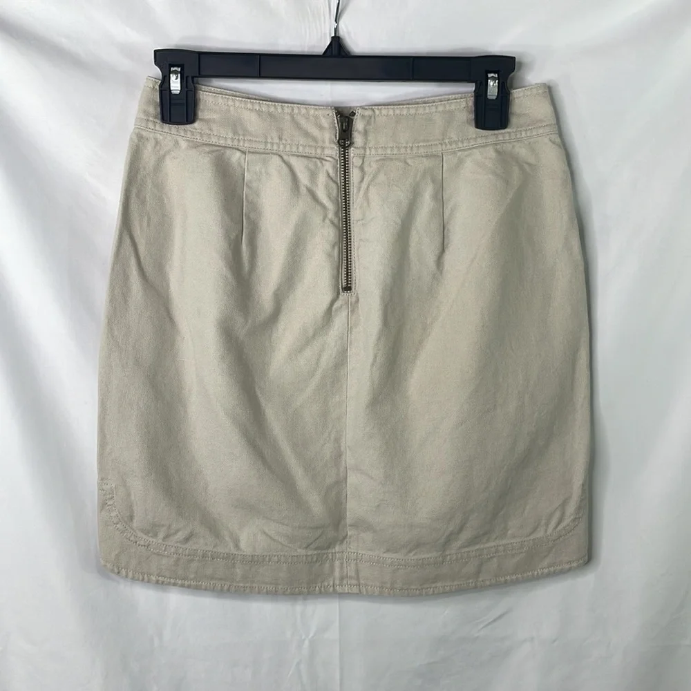 Jcrew cotton blend light tan curved hem skirt
